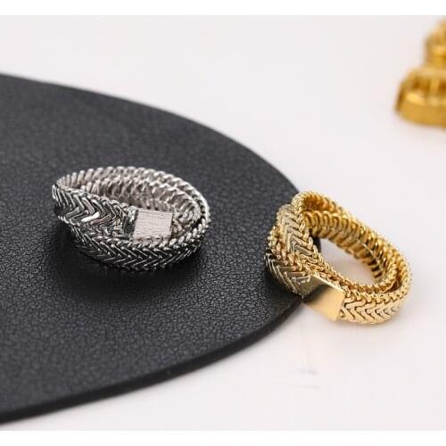 Fashion simple stacked snake bone soft chain ring temperament wild ring finger ring men and women minimalize ring steel ring