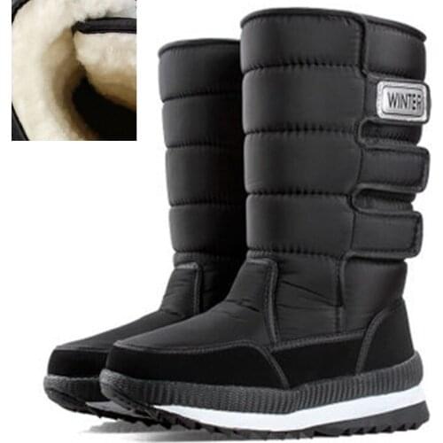 Size 39-47 Men Platform Non-slip Thick Wool Snow Boots Cold Winter Man Keep Warm Waterproof Shoes Outdoor Mid-Calf Male Boots