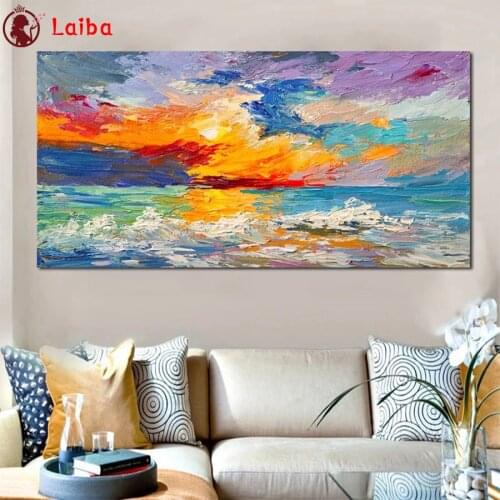 New 5D Round Diamond Painting Abstract art, sunset seascape Sticker Diamond diy Embroidery Home Decoration Mosaic puzzle