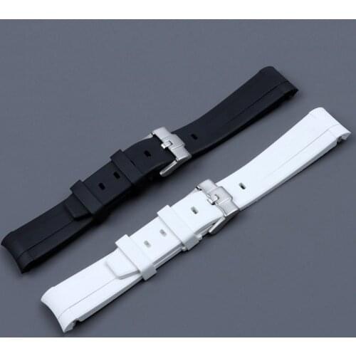 20mm Soft Fluorine Rubber Silicone Watch Band Pin Buckle Watchband For Role Strap For Submariner Yacht-Master Daytona GMT Series