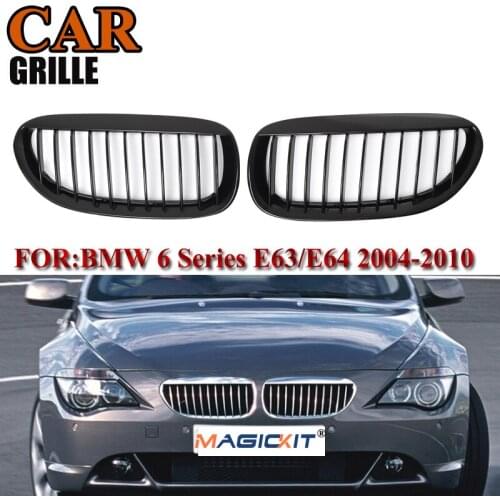 MagicKit Glossy Black Front Kidney Grill Grilles for BMW E63 E64 LCI M6 630 645 650 05-10