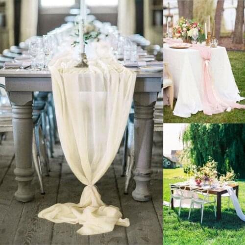 6 Color Romantic Premium Chiffon Extra Wide Wedding Table Runner Tablecloth Cover Chair Sash Party Decorations 120"x27"