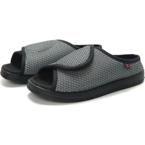 Git-Up Women Diabetes Slippers Adjustable Closure Memory Foam House Shoes Open Toe Extra Wide Width Breathable Healthcare Sandal