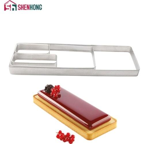 SHENHONG Rectangle Stainless Steel Tartlet Molds French Dessert Mousse Fruit Pie Tart Ring Quiche Cake Mold au Citron Cheese Pan