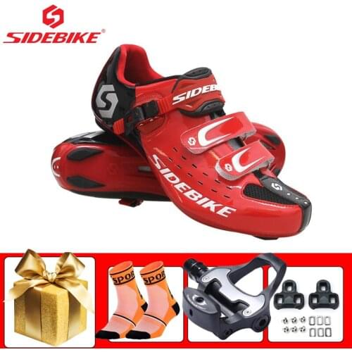 SIDEBIKE Racing Bicycle Shoes Self-locking Breathable Road Cycling Sneakers Add SPD-SL Pedal Zapatillas Ciclismo Riding Footwear