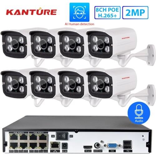 KANTURE H.265+ 8CH 5MP wireless NVR AI 2.0MP 1080P Audio security waterproof Camera CCTV Video Surveillance system face detect