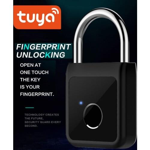 Tuya Smart Bluetooth Fingerprint Lock Phone unlock Keyless Fingerprint Lock USB Rechargeable Door Lock Smart Padlock Smart Life
