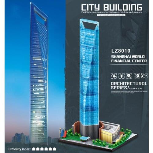 World famous Modern city Architecture nanobricks China Shanghai World Financial Center micro diamond block building bricks toys