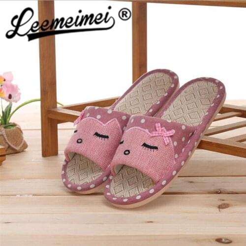 Women Hemp Glasses Home Slippers Women Slippers Cute Cat Lovers Home Slippers Indoor Plush Size House Shoes Woman wholesale