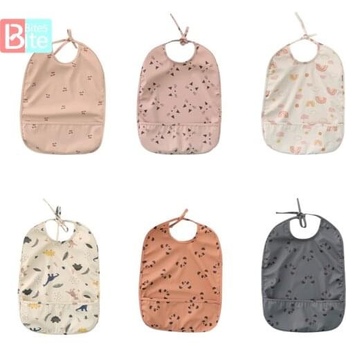Baby Bib 1PC Anti-Dressing Apron Cartoon Pattern EVA Waterproof Smock Bib Adjustable Burp Cloth Bibs Drooling Baby Feeding