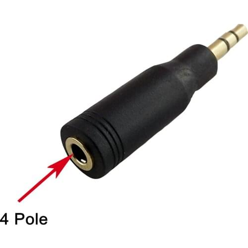 1x 3.5mm 3 Pole Male Stereo To 3.5mm 1/8" 4 Pole Female Audio Adapter Converter Straight Black