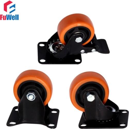 2pcs Fixed Swivel Furniture Caster 1.5/2/2.5/3/4Inch Furniture Caster Wheel Super Mute PVC Cradle Office Chair Caster Wheel