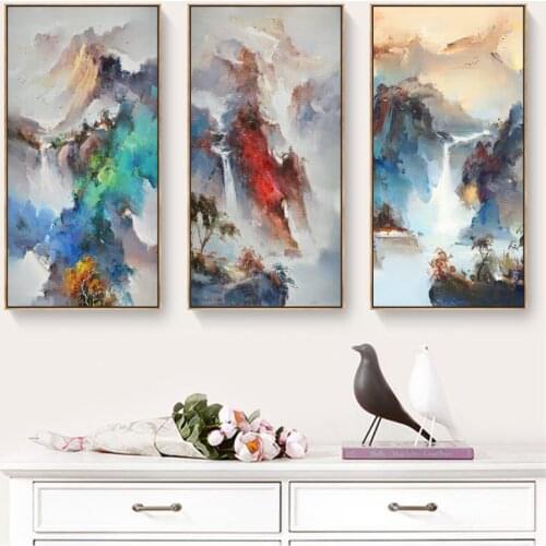 New Chinese Style Abstract Decorative Canvas Painting Mountain Scape Hotel Villa Club Porch Abstract Hanging Painting Pictures