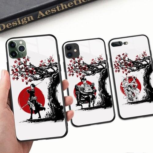 Attack on Titan Mikasa Ackerman Tempered Glass Phone Case for iPhone 12 11 Pro Max X XR XS 6 6S 7 8 Plus Beautifully Anti-Fall