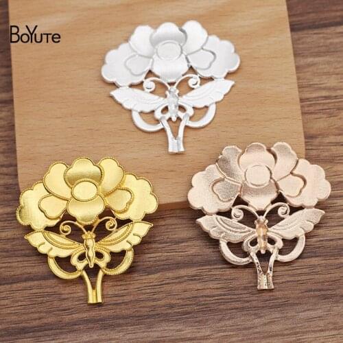 BoYuTe (10 Pieces/Lot) 50*49MM Alloy Flower Butterfly Materials DIY Jewelry Accessories for Ancient Palace Hair Jewelry Making