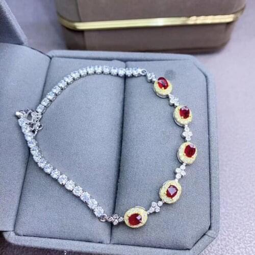 New Design Natural and Real Fashion Ruby Bracelet 925 Sterling Silver Ruby Bracelet Wedding Jewelry Wholesale