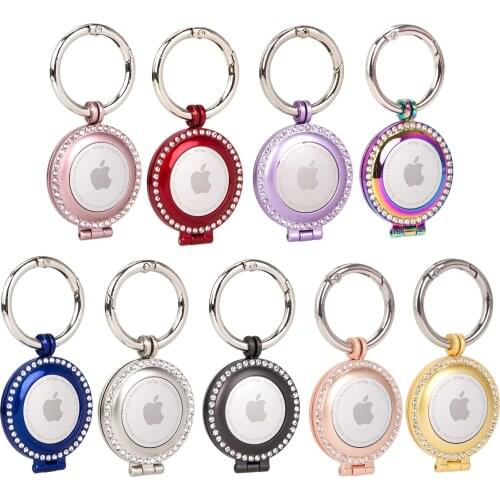 Metal Case for Apple Airtags Locator Tracker Diamond with Keychain Anti-lost Protective Cover for Airtag Air Tag