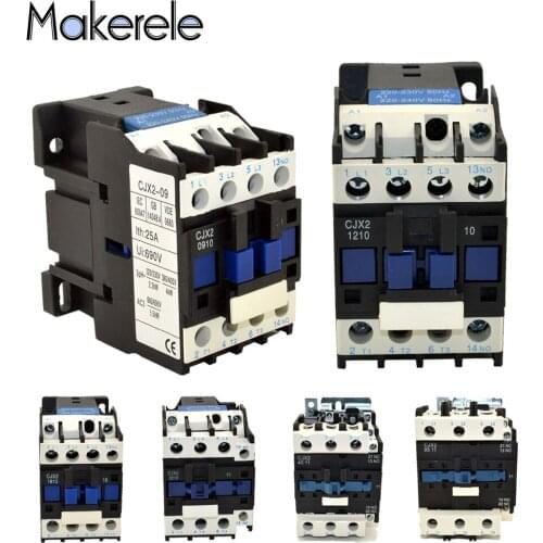 CJX2 110V AC Contactor 3 Phase 3-Pole NO Coil Voltage 9A/12A/18A/25A/32A/40A/50A/65A/80A/95A 50/60Hz 3P+1NO Coil AC Contactor