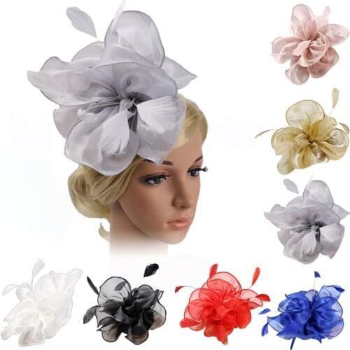 Elegant Feather Flower Headband Alice Band Fascinator Womens Wedding Party