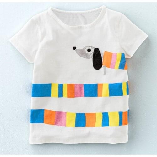 Little Maven New Girls Summer Fashion Colorful long Doggy Short O-neck Brand Cotton Quality Knitted Children Tshirt