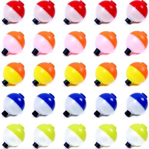 HENGJIA 5pcs 3.8cm /1.5'' 8g/0.28oz Round Bobbers Hard Plastic Sea Fishing Float Push Button Buoy Set Fishing Tackle Accessories