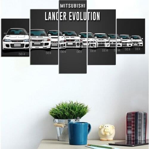 Canvas Painting Print Modular Artwork Modern 5 Pieces lancer evolution Car Pictures Home Decor Wall Art Unique Poster