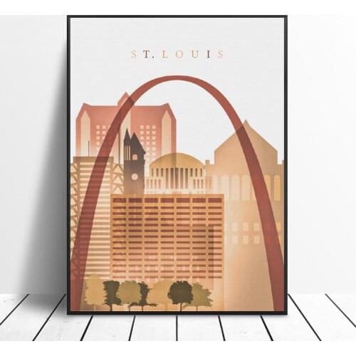St Louis Missouri Skyline Canvas Painting Art Print Poster Picture Wall Modern Minimalist Bedroom Living Room Decoration