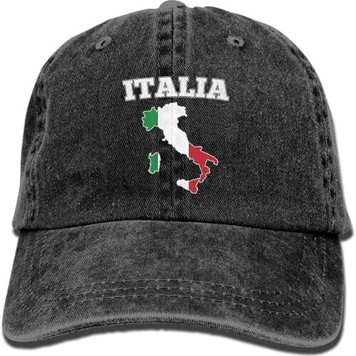 Baseball Caps Snapback Cap Cotton Summer Outdoor Sunhat Men Women Italy Map Flag Unisex Adult Vintage Washed Denim Adjustable
