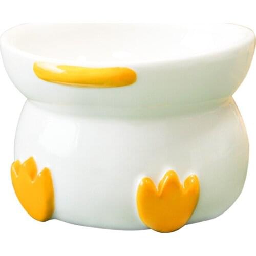Storage Container Pet Food Bowl Small Animals Feeders Spine And High-foot Cute Design Little Yellow Duck Shape Easy-to-clean