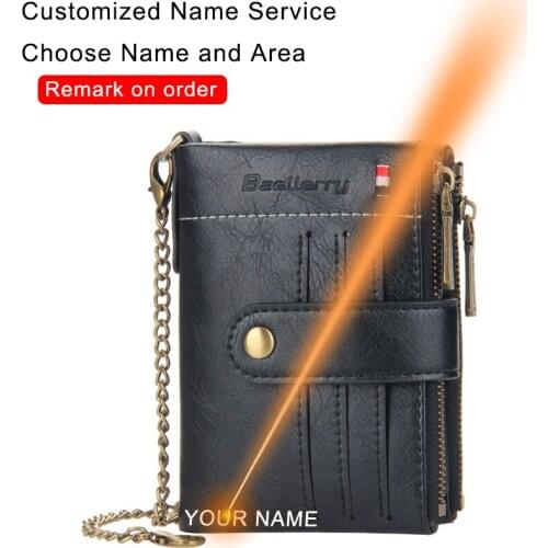 High Quailty Leather Engraving Wallets Men Laser Engraver Fashion Wallet Small Black Purses Money Bags Customized Original Gifts