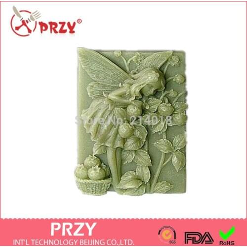 DIY Hot 3D Picking fruit Angels shape handmade soap mold animal candle molds silicon mould Chocolate Candy Moulds Form of Cake