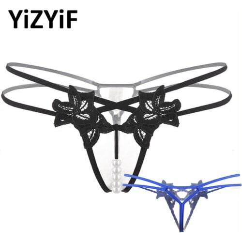 Micro Thong Mens Sissy Crotchless Lingerie Panties Massage Pearls G-string T-back Underwear