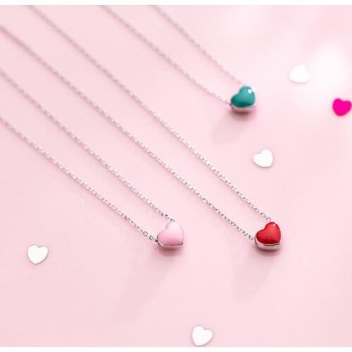 True S925 Sterling Silver Minimalist Smooth Cute Heart Romantic Pendant Necklace for Women Girls Daughter Gift Fine Jewelry