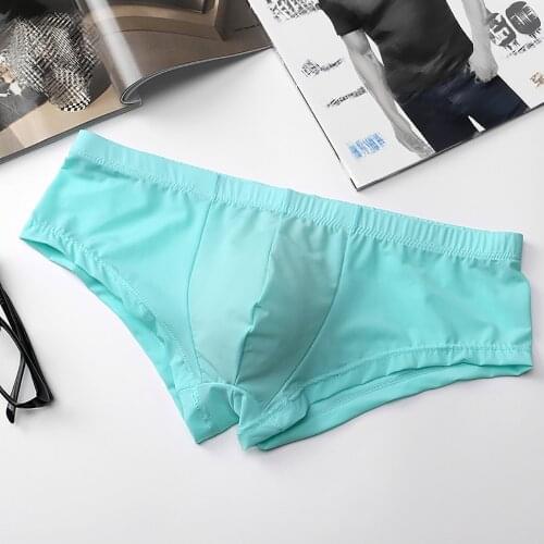 Mens Ice Silk Underwear Low Waist Pantines Breathable Sissy Lingerie For Men Mens Thongs And G String Bikini U Convex Pouch Min