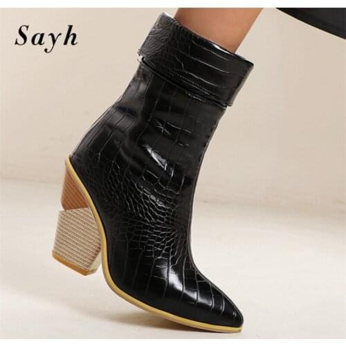 Autumn Winter Women Chelsea Boots Pu Leather Retro Western Riding Bootie Ankle Boots Girl High Heel boots Spring Booties