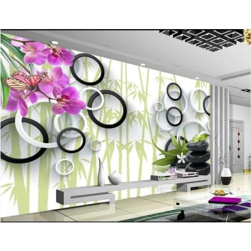 Custom photo wallpaper for walls 3 d flower murals for living room 3D Circle Phalaenopsis Bamboo Lotus Wall papers