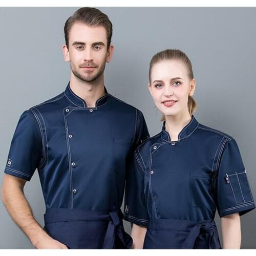 Chef Jacket Short Sleeve for Men Women Breathable Kitchen Cook Shirts Hotel Restaurant Cafe Waiter Wear