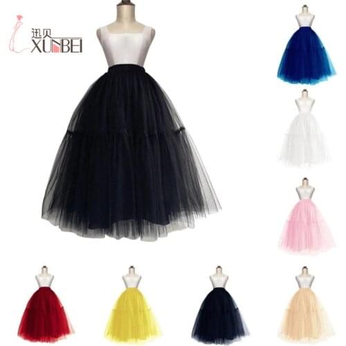 Black White Long Wedding Petticoat Crinoline Hoopless Layers Tulle Tutu Skirt Underskirt Slips Bridal Accessories 2020