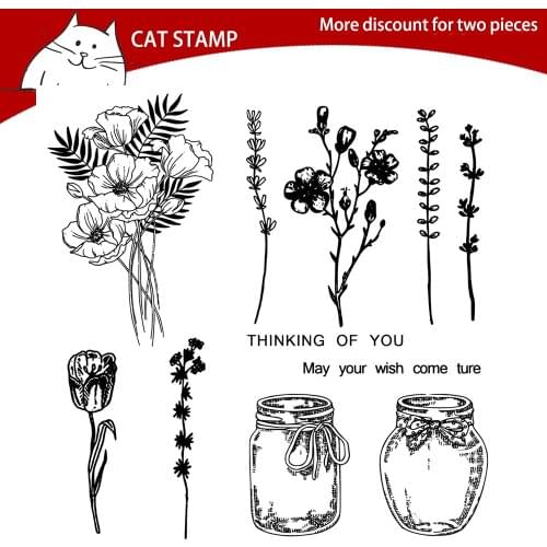 Flower Vase Cutting Dies Clear Stamps For Scrapbooking Card Making Photo Album Silicone Stamp DIY Decorative Crafts