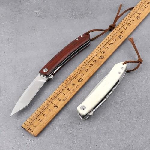 Folding knife 14C28N steel blade cow bone rosewood handle outdoor tactical knife multi-purpose outdoor camping hunting knife
