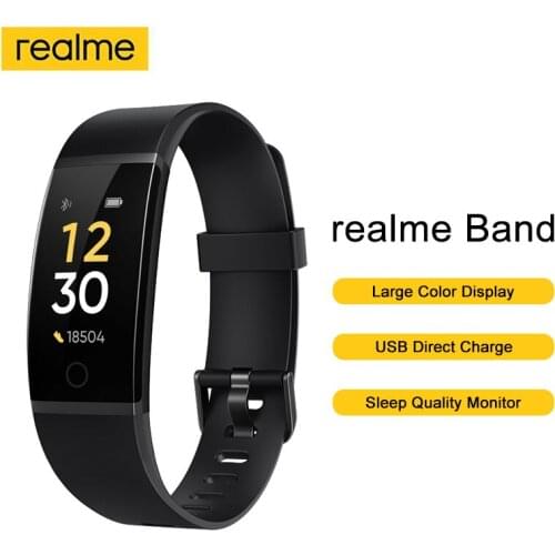 Realme Band Smart Bracelet Heart Rate Monitor Sports Tracker IP68 Water Resistance Rating Large Color Display