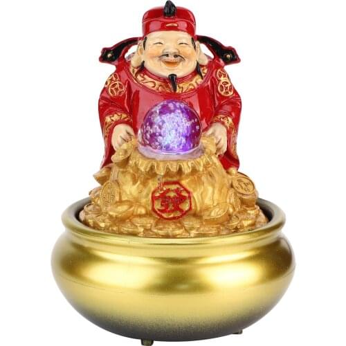 LED Water Fountain Lucky Tree Wealth Innovative Resin Waterfall Ornament Desktop Art Crafts Gifts Feng Shui Landscape Decoration