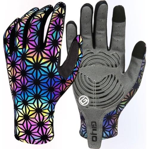 Luminous Full Finger Gloves Touch Screen Reflection Dazzle Bicycle Lycra Washable Mittens Men Bike Motorcycle Cycling Long Glove