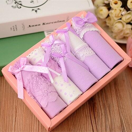 5pcs/lot Young Girls Underwear Lace Girls Shorts Briefs Panties 100% Cotton Panties Children Teenage Underwear Student Panties