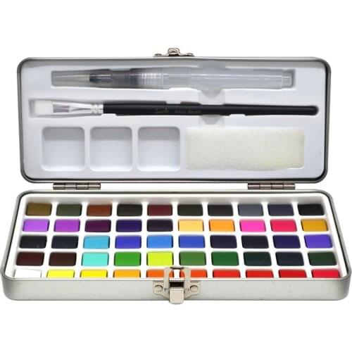 Solid watercolor paint set 50/72/90 color portable pearlescent fluorescent concentrated pigment professional art supplies