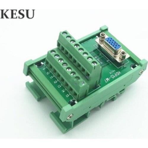 VGA DB15 15 pin 15Pin 3 Row D-SUB Male Female Signals Terminal PCB Breakout DIN Railing Adapter Connector board
