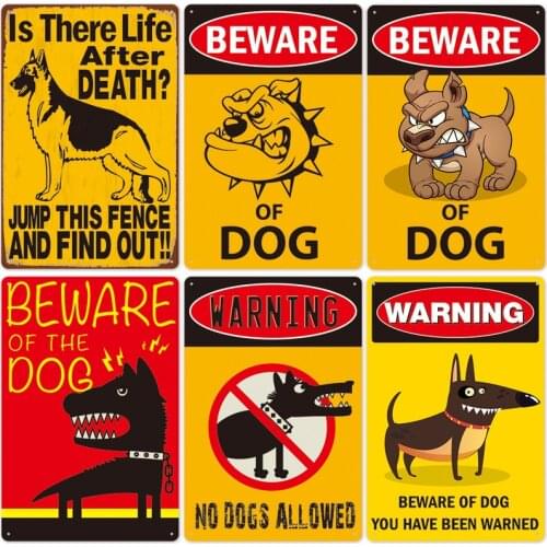 Vintage Warning Beware Of Dog Tin Sign Metal Bulldog Caution Danger Tip Tin SignPet Shop Home Garden Farm Doghouse Plaque Decor