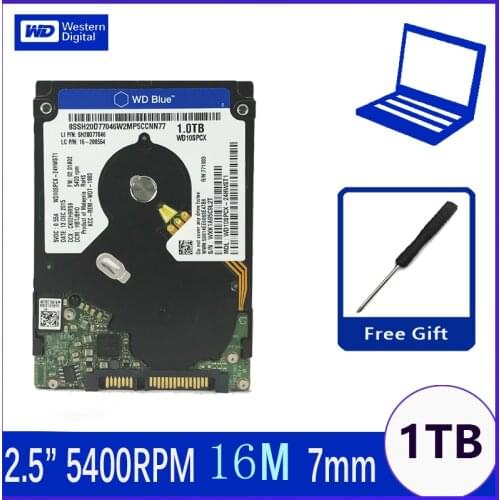 WD Blue 1TB 2.5" SATA III Internal Hard Disk Drive 1000Gb HDD HD Harddisk 6Gb/s 16M 7mm 5400 RPM WD10SPCX for Notebook Laptop