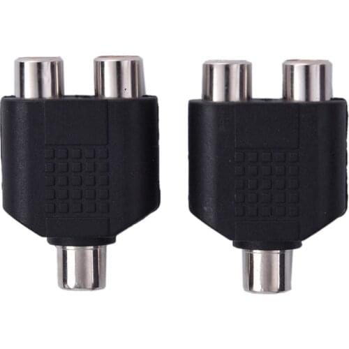High Quality 2PCS 1RCA Female to 2RCA Female Y Splitter Adapter AV Audio Video Plug for Computer Speaker Earphone MP3 TV