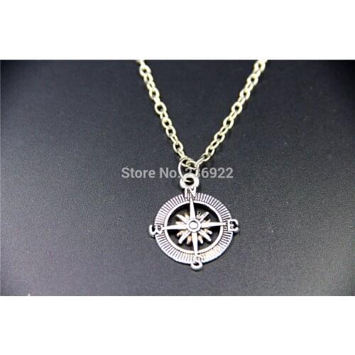 ZRM 20pcs/lot Wholesale Fashion Jewelry Vintage Charm Compass Pendant Necklace For Men And Women